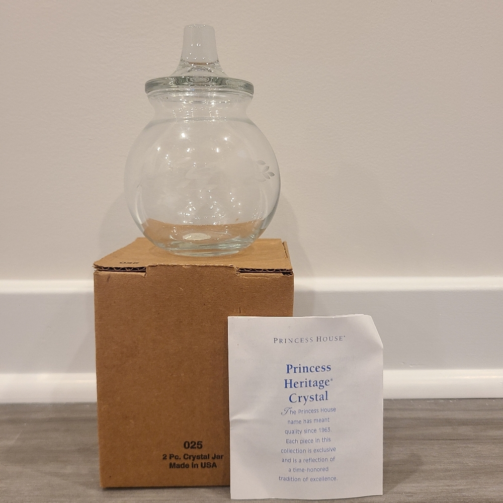 Princess House Heritage Crystal Glass Jar With Lid